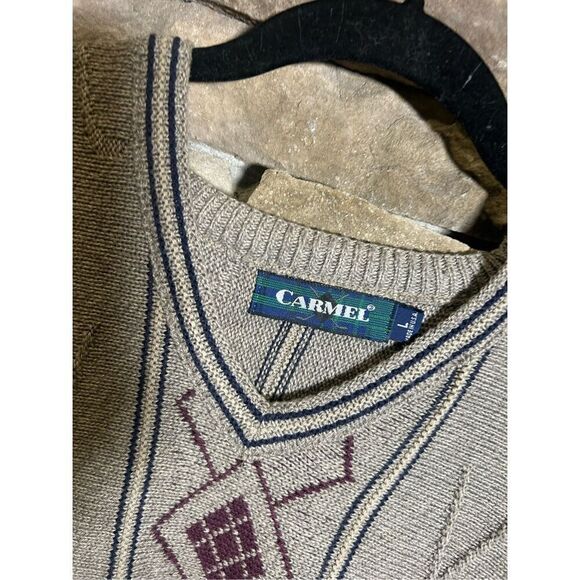 Vintage‎ Y2K camel golf sport Sweater V-Neck awesome brown ￼ - Picture 3 of 6